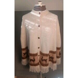 Vintage Fotrama  Fringe Poncho 100% ALPACA WOOL